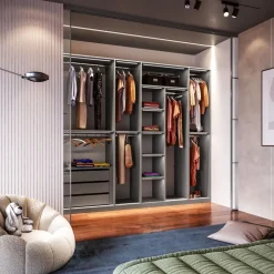 Cabina armadio lineare componibile 273x240h finitura Cashmere disponibile in 4 colori