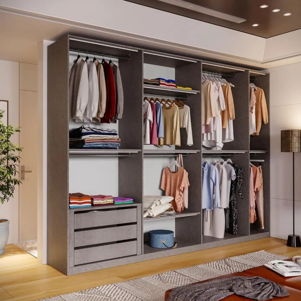 Cabina armadio lineare componibile 318x240h finitura Bronzo disponibile in 4 colori