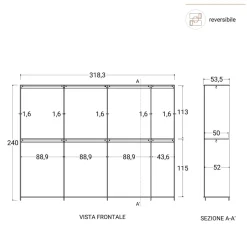 Cabina armadio lineare componibile 318x240h finitura Bronzo disponibile in 4 colori