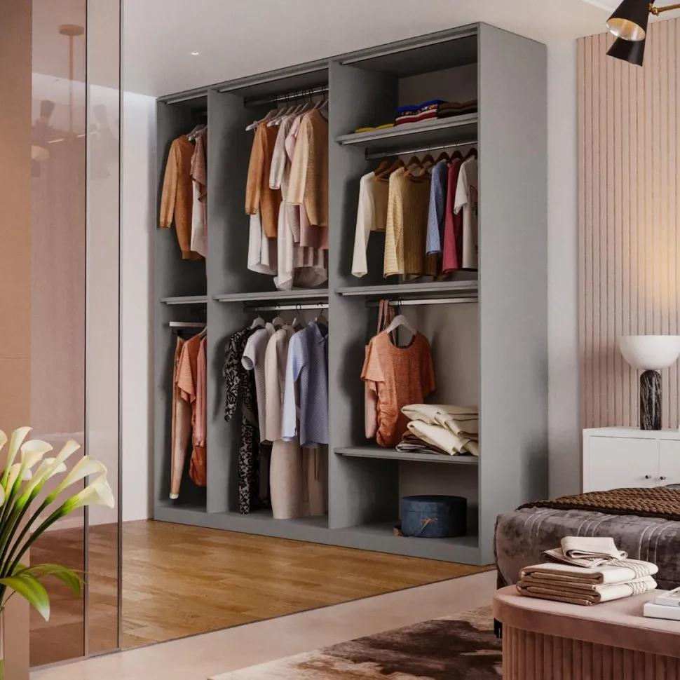 Cabina armadio lineare componibile 228x240h finitura Cashmere disponibile in 4 colori
