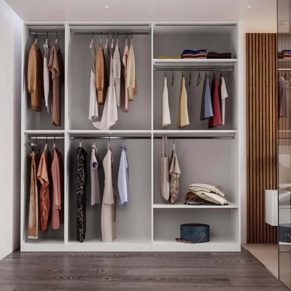 Cabina armadio lineare componibile 228x240h finitura Cashmere disponibile in 4 colori