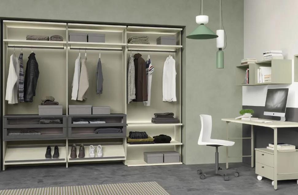 Cabina Armadio lineare componibile con schienale Robert disponibile in 3 altezze e 26 colori
