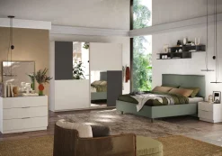 Camera matrimoniale con armadio scorrevole Giny linea Chèrie in finitura Cashmere e Antracite