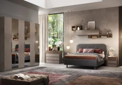 Camera matrimoniale con armadio battente Cloe linea Chèrie in finitura Bronzo e Rovere Mercure