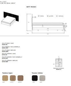 Camera matrimoniale moderna con armadio scorrevole e letto contenitore cannettato finitura Bronzo e Rovere Mercure