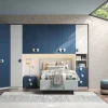 Cameretta angolare a ponte Deep Navy Bianco opaco e Blu Navy