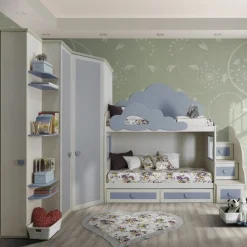 Cameretta a ponte Rebecca linea Sitter finitura Frassino Nuvola e Cloud