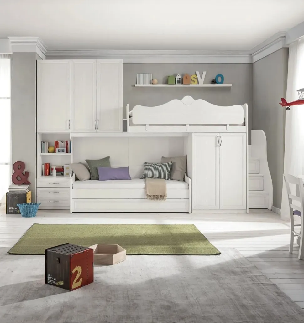 Cameretta a soppalco Alessia linea Omega disponibile in vari colori