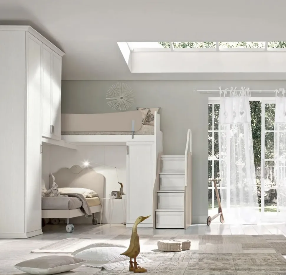 Cameretta a soppalco angolare Lisa linea Omega disponibile in vari colori
