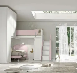Cameretta a soppalco angolare Lisa linea Omega disponibile in vari colori