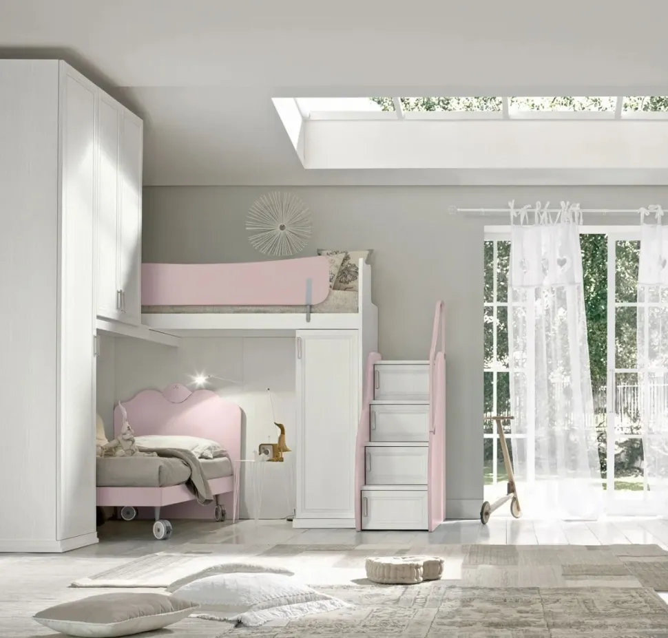 Cameretta a soppalco angolare Lisa linea Omega disponibile in vari colori
