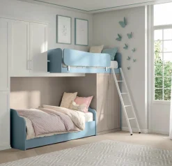 Cameretta a soppalco con rete a doghe ribaltabile Melania linea Omega disponibile in vari colori