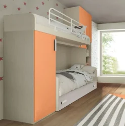 Cameretta a soppalco Enea linea Fly finitura Cenere Wood e Albicocca