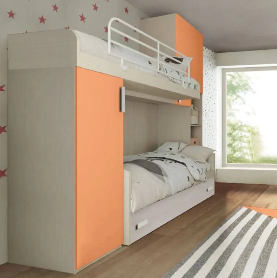 Cameretta a soppalco Enea linea Fly finitura Cenere Wood e Albicocca
