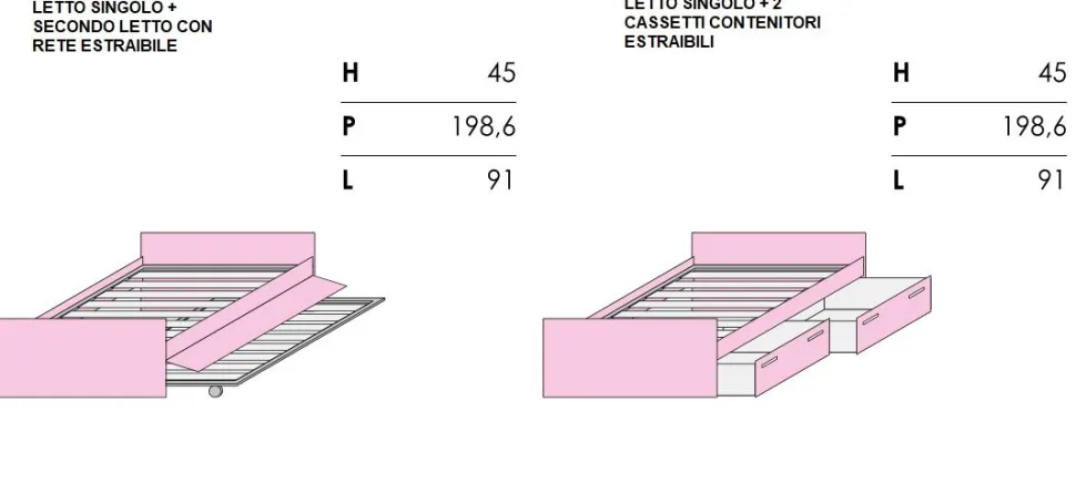 Cameretta a Soppalco Ester L305cm 15 colorazioni