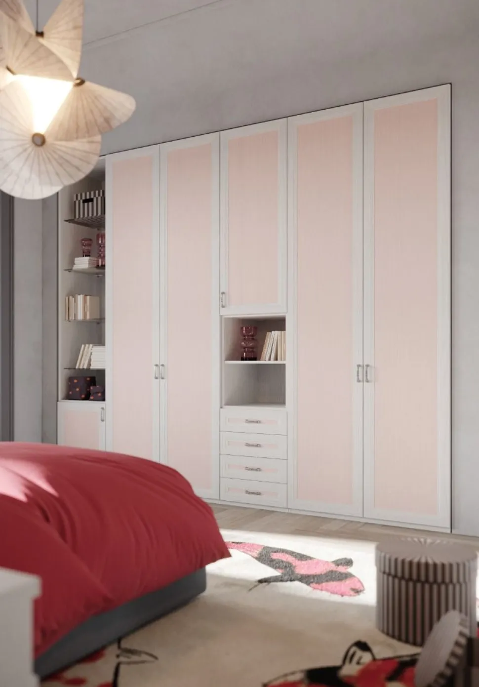 Cameretta completa Alexandra linea Sitter finitura Nuvola Frassino e Rosantico