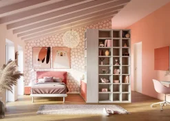 Cameretta completa Amy linea Colorfull finitura Cenere Wood, Coral e Princess