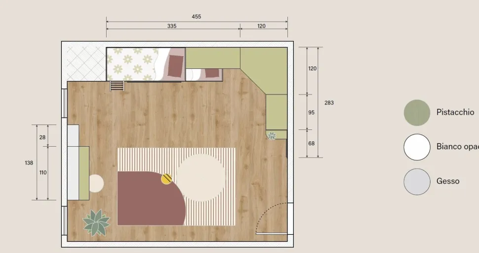 Cameretta completa angolare con Letto a Castello e Armadio con Vano TV Integrato Bianco opaco e Verde Pistacchio