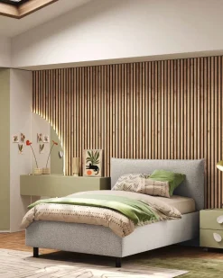 Cameretta completa con armadiatura Battente,Librerie e Cabina Angolare finitura Verde pistacchio