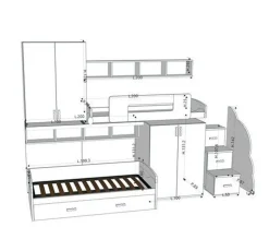Cameretta completa doppia Banny Lite linea Colorfull finitura Salvia e Panna