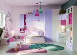 Cameretta completa doppia Capy linea Colorfull finitura Nuvola Frassino, Ciclamino e Malva