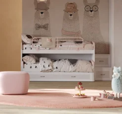 Cameretta completa Lucy linea Sitter finitura Rosantico, Calce e Frassino Nuvola