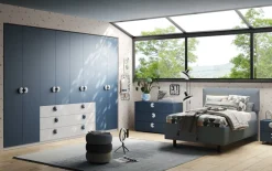 Cameretta completa moderna Denim Loft Bianco opaco e Blu Navy