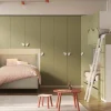 Cameretta completa 4 posti letto con Soppalco e Armadio a Ponte Bianco Opaco e Verde