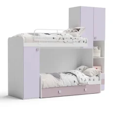 Cameretta Diana linea Fly finitura Nuvola Frassino, Malva e Quarzo
