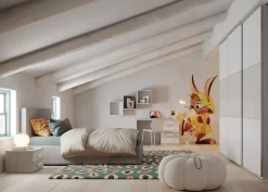 Cameretta Fanny linea Fly finitura Nuvola frassino, Cenere Wood e Bianco