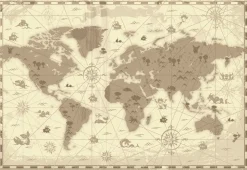 Carta da parati planisfero vintage personalizzata