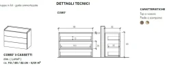 Cassettiera a 3 cassetti Alex linea Chèrie in finitura Bronzo e Rovere Mercure