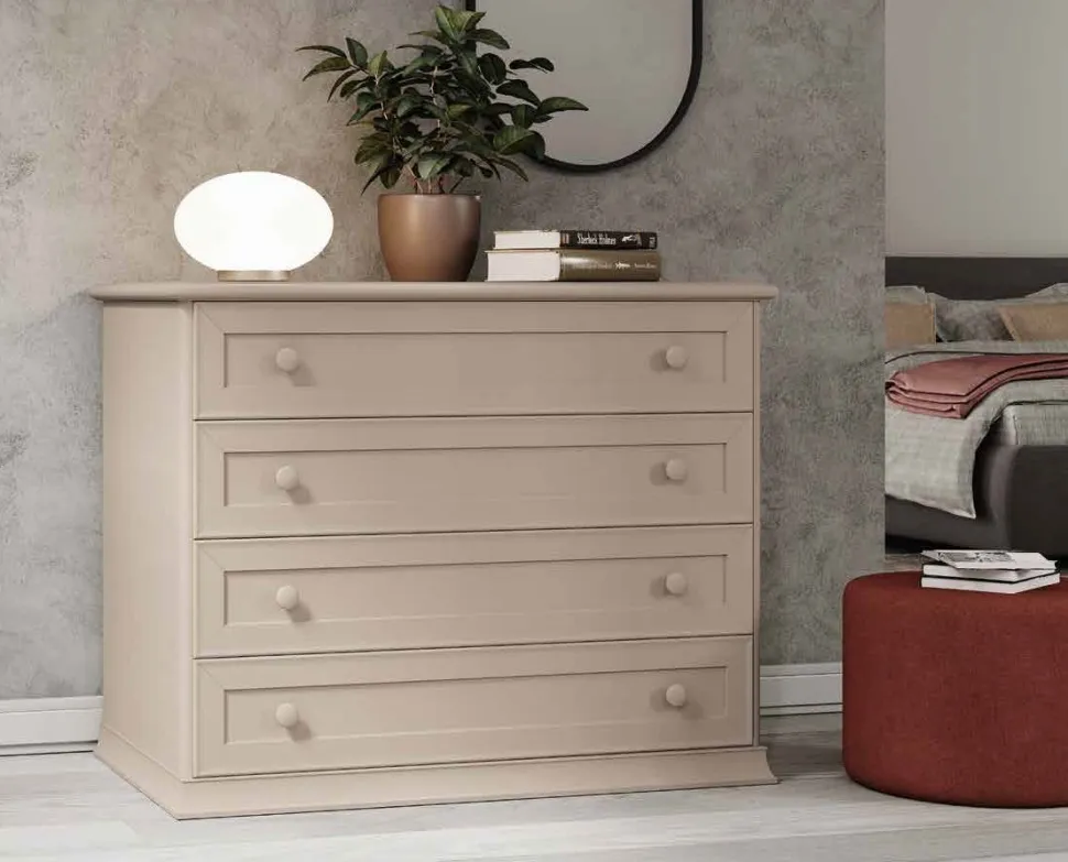 Cassettiera Clara quattro cassetti linea Ginevra disponibile in vari colori