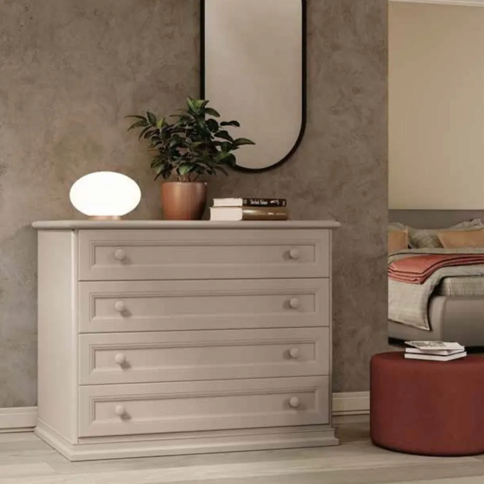 Cassettiera Clara quattro cassetti linea Ginevra disponibile in vari colori