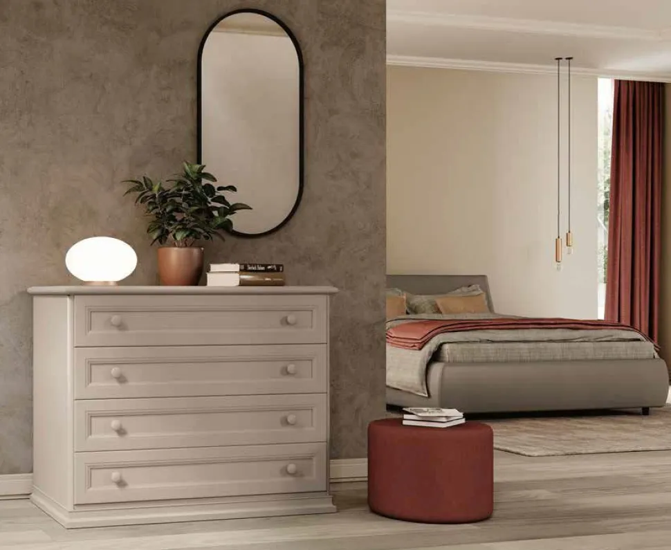 Cassettiera Clara quattro cassetti linea Ginevra disponibile in vari colori