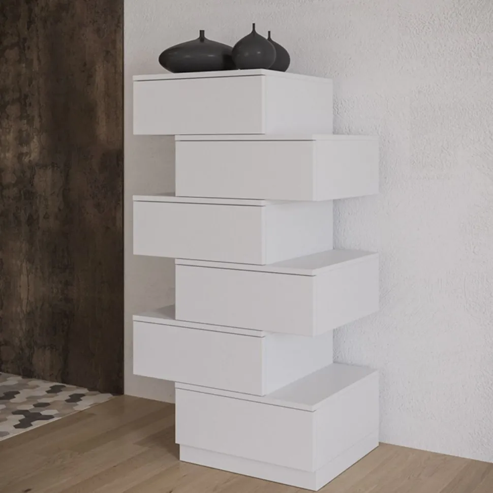 Cassettiera Equal 6 cassetti Linea New Season finitura Bianco Frassino