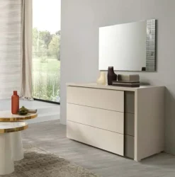 Cassettiera Kora 3 cassetti linea Domino finitura Noce Bianco e Noce Naturale