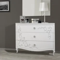 Cassettiera Lindir linea Essenza a tre cassetti in Bianco Frassino