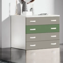 Cassettiera linea Fly 4 cassetti finitura Frassino nuvola disponibile in 16 colori