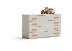 Cassettiera linea Fly 4 cassetti finitura Frassino nuvola disponibile in 16 colori