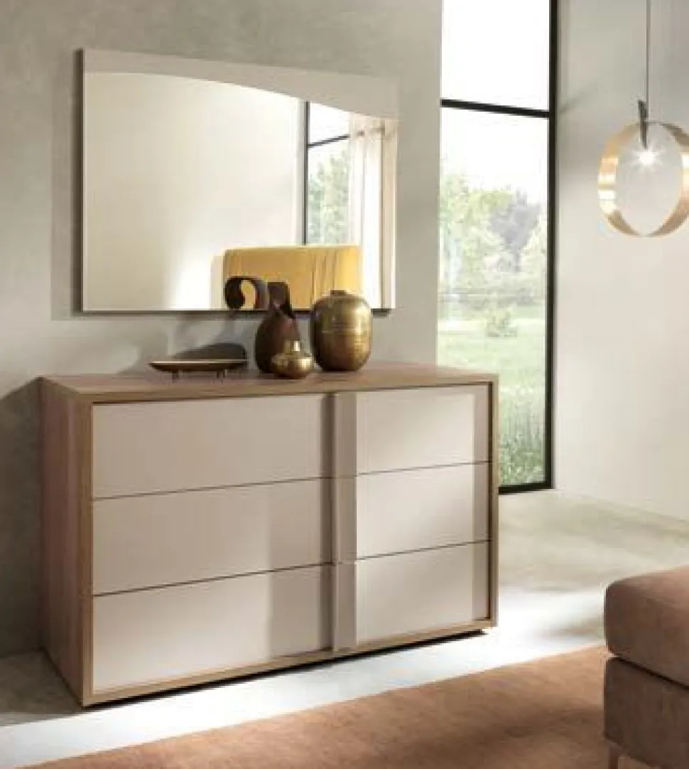 Cassettiera Milo 3 cassetti linea Domino finitura Noce Bianco e Grigio Londra