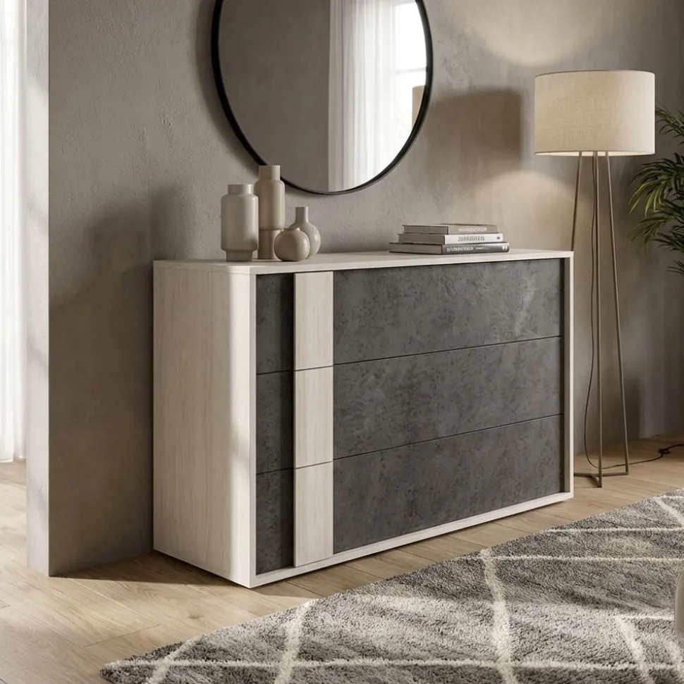 Cassettiera moderna 3 cassetti con maniglia integrata in MDF disponibile in vari colori