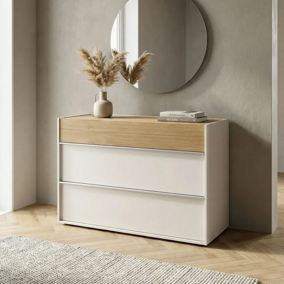Cassettiera moderna 3 cassetti con Maniglia in Alluminio disponibile in vari colori
