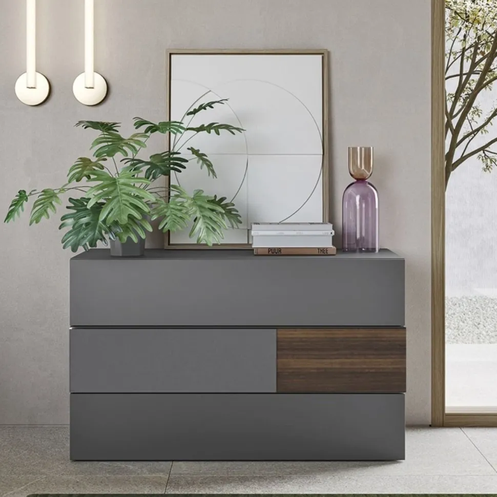 Cassettiera moderna 3 cassetti senza maniglia con inserto frontale Lion disponibile in vari colori