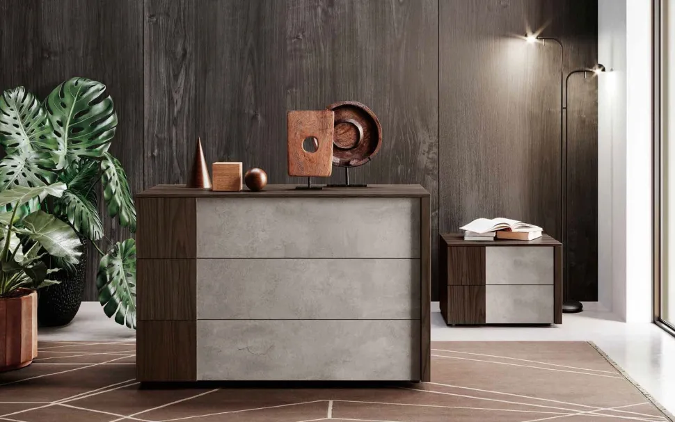 Cassettiera moderna 3 cassetti con maniglia pannello bicolore 14 mm disponibile in vari colori