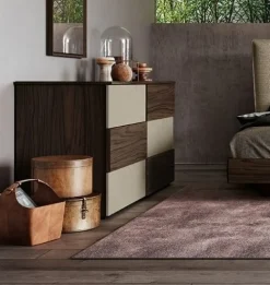 Cassettiera moderna 6 cassetti con frontale bicolore a due spessori disponibile in vari colori