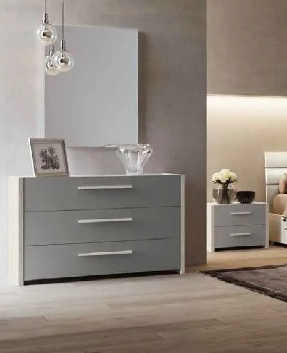 Cassettiera moderna 3 cassetti con maniglia in MDF rivestito Erika disponibile in vari colori
