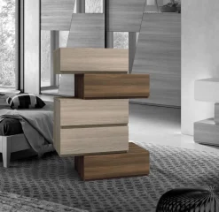 Cassettiera moderna 3 cassetti con maniglia in MDF rivestito Vertigo disponibile in vari colori