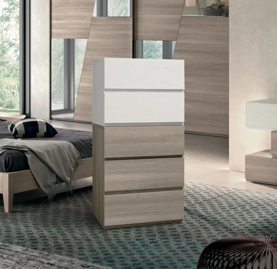 Cassettiera moderna 3 cassetti con maniglia in MDF rivestito Vertigo disponibile in vari colori