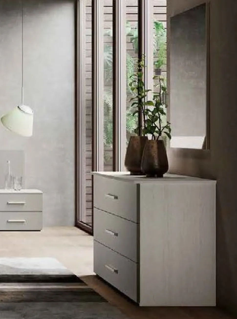 Cassettiera moderna 3 cassetti con maniglia in MDF rivestito Rea disponibile in vari colori